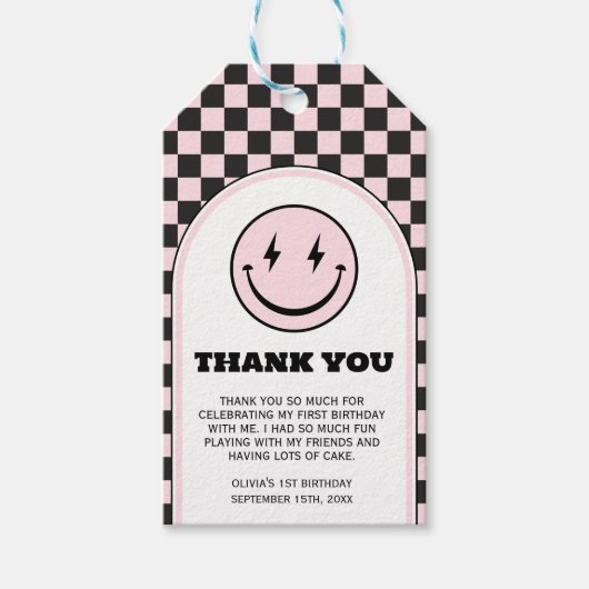 Een Happy Babe Girl Verjaardag Foto Gift Label Cadeaulabel (Voorkant)