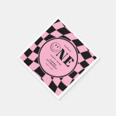 Een Happy Babe Happy Face Roze Meisje 1e verjaarda Servet (Hoek)