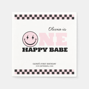 Een Happy Babe Retro Girl Verjaardag Servet
