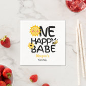 Een Happy Babe Yellow Sunny Bee Girls 1e verjaarda Servet (Insitu)