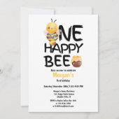 Een Happy Bee Honey Yellow Bee Girls 1e verjaardag Kaart (Voorkant)