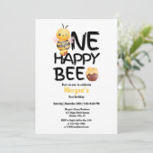 Een Happy Bee Honey Yellow Bee Girls 1e verjaardag Kaart (Staand voorkant)