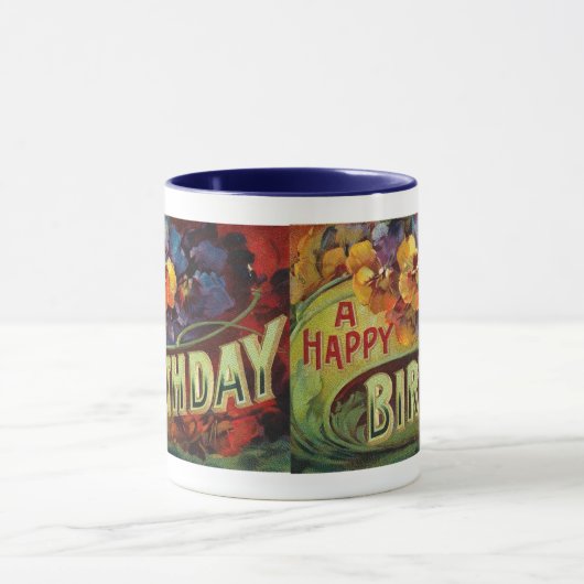 Een Happy Birthday  geschilderd Mok (Midden)