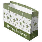 Een Happy Birthday Grote Groene en Witte Cadeautas (Achterkant Gekanteld)