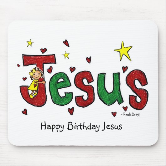 Een Happy Birthday Jezus knuffel uit Little Marci Muismat (Voorkant)