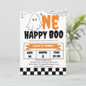 Een Happy Boo Boy 1e verjaardagsfeestje Kaart (Staand voorkant)