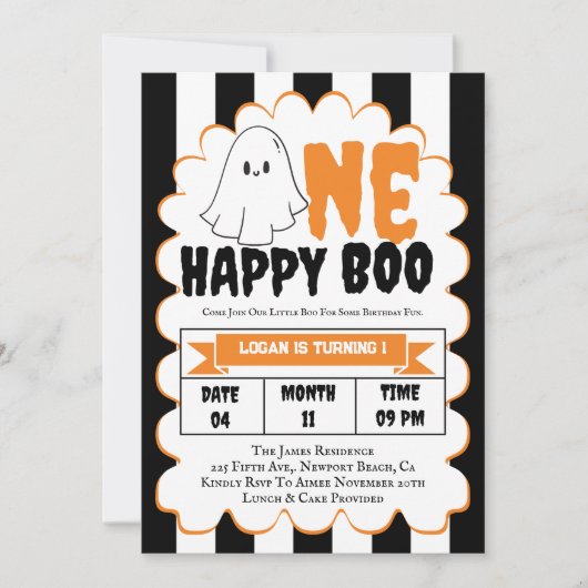 Een Happy Boo Boy 1e verjaardagsfeestje Kaart (Voorkant)