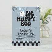 Een Happy Boo Herfst Boy 1e verjaardagsfeestje Kaart (Staand voorkant)