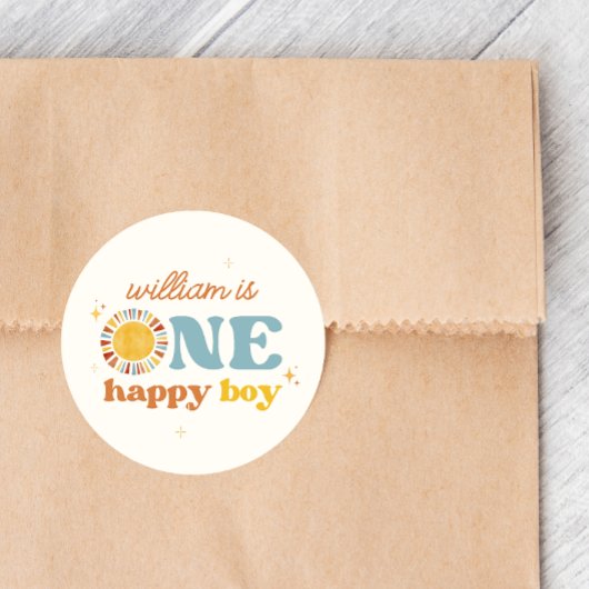 Een Happy Boy Boho Sun 1e Verjaardag Stickers