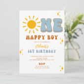 Een Happy Boy Eerste Verjaardag Uitnodigen Kaart (Staand voorkant)