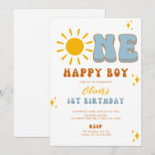 Een Happy Boy Eerste Verjaardag Uitnodigen Kaart (Voorkant / Achterkant)