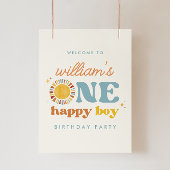 Een Happy Boy Sun 1e verjaardag Welkom Teken Poster