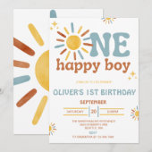 Een Happy Boy Uitnodiging (Voorkant / Achterkant)