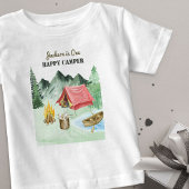 Een Happy Camper 1e Verjaardag Camping Baby T-shir