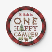 Een Happy Camper 1e Verjaardag Party Papieren Bord (Voorkant)