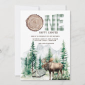 Eén Happy Camper 1st Birthday Camping Kaart (Voorkant)