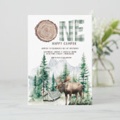 Eén Happy Camper 1st Birthday Camping Kaart (Staand voorkant)