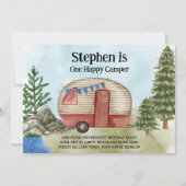 Eén Happy Camper 1st Birthday  Camping Kaart (Voorkant)