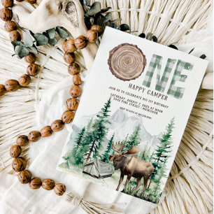 Eén Happy Camper 1st Birthday Camping Kaart