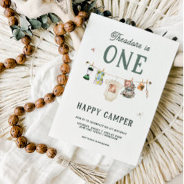 Eén Happy Camper 1st Birthday Camping Kaart