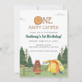 Eén Happy Camper 1st Birthday Camping Waterverf Kaart (Voorkant)