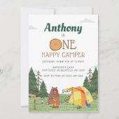 Eén Happy Camper 1st Birthday Camping Waterverf Kaart (Voorkant)