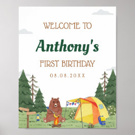 Een Happy Camper 1st Birthday Camping Welkom Poster