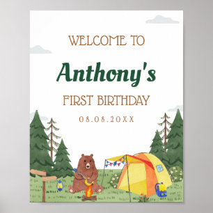 Een Happy Camper 1st Birthday Camping Welkom Poster
