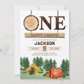 Eén Happy Camper 1st Birthday Kaart (Voorkant)