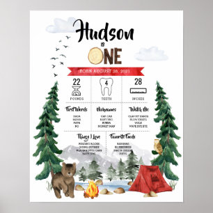 Een Happy Camper 1st Birthday Milestone Grafiek Poster