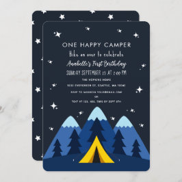 Eén Happy Camper 1st Birthday Party uitgenodigd Kaart