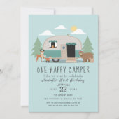 Eén Happy Camper 1st Birthday Party uitgenodigd Kaart (Voorkant)