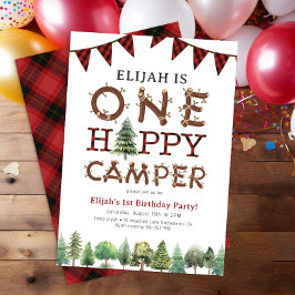Eén Happy Camper 1st Birthday Party uitgenodigd Kaart