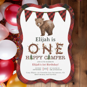 Eén Happy Camper 1st Birthday Party uitgenodigd Kaart