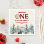 EEN Happy Camper Beer Rood 1e Verjaardagsfeest Servet (Insitu)