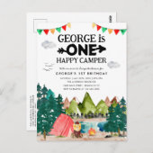 EEN Happy Camper Bergen Camping 1e Verjaardag Briefkaart (Voorkant / Achterkant)