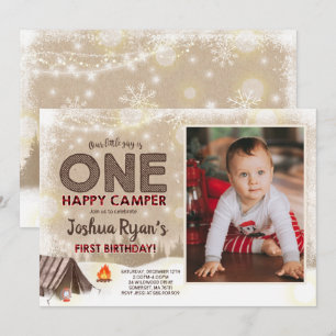 Eén Happy Camper Birthday Invitation Camping Party Kaart
