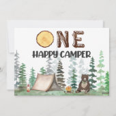 Eén Happy Camper Birthday Uitnodiging 1e verjaarda (Achterkant)