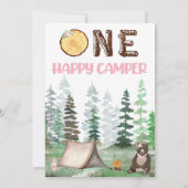 Eén Happy Camper Birthday Uitnodiging 1e verjaarda (Achterkant)