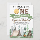 Eén Happy Camper Birthday Uitnodiging 1e verjaarda (Voorkant)