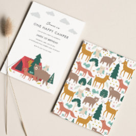 Eén Happy Camper Birthday-uitnodiging Kaart