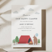 Eén Happy Camper Birthday-uitnodiging Kaart