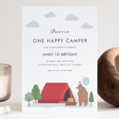 Eén Happy Camper Birthday-uitnodiging Kaart