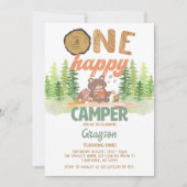 Eén Happy Camper Birthday-uitnodiging Kaart (Voorkant)
