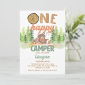Eén Happy Camper Birthday-uitnodiging Kaart (Staand voorkant)