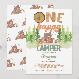 Eén Happy Camper Birthday-uitnodiging Kaart