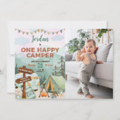 Een Happy Camper Birthday-uitnodiging met foto Kaart (Voorkant)