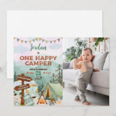 Een Happy Camper Birthday-uitnodiging met foto Kaart (Voorkant / Achterkant)