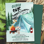 Eén Happy Camper Boys 1e verjaardag uitnodiging