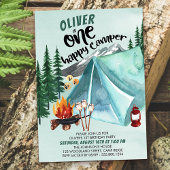 Eén Happy Camper Boys 1e verjaardag uitnodiging